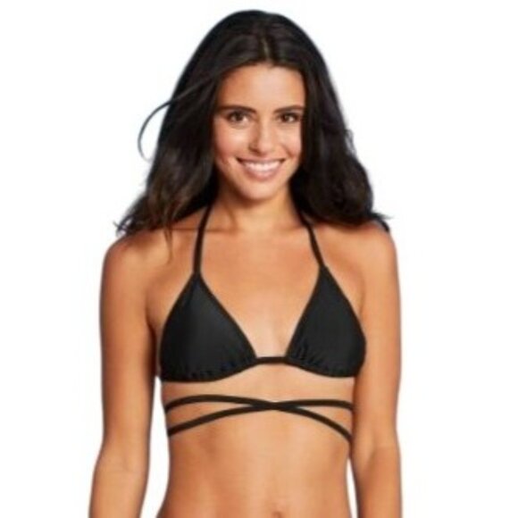 Xhilaration Juniors Black Triangle Wrap Bikini Top Size Large - Picture 1 of 4